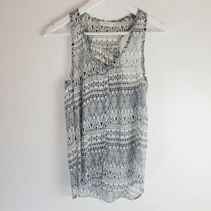 Costa Blanca Sheer Tribal Button Down Tank Top